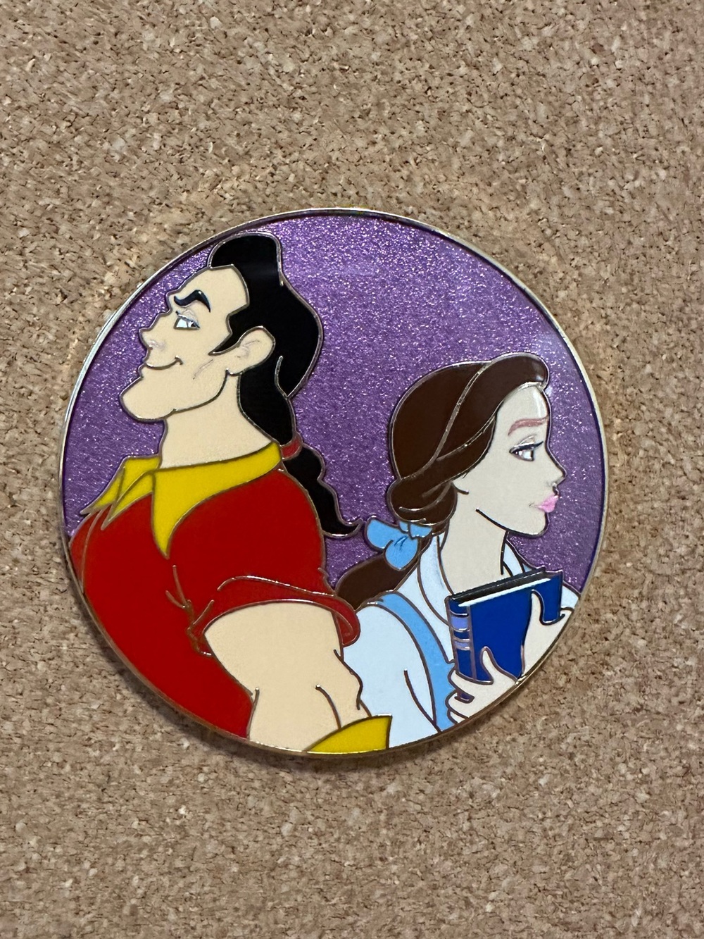 Disney Epic Rivals Gaston Belle Enamel Pin D23 exclusive with Purple glitter